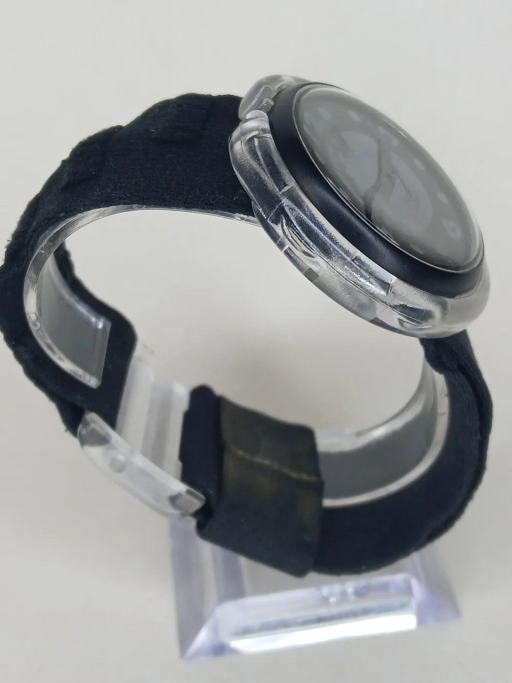 Swatch Black POP Watch with Clear Bezel